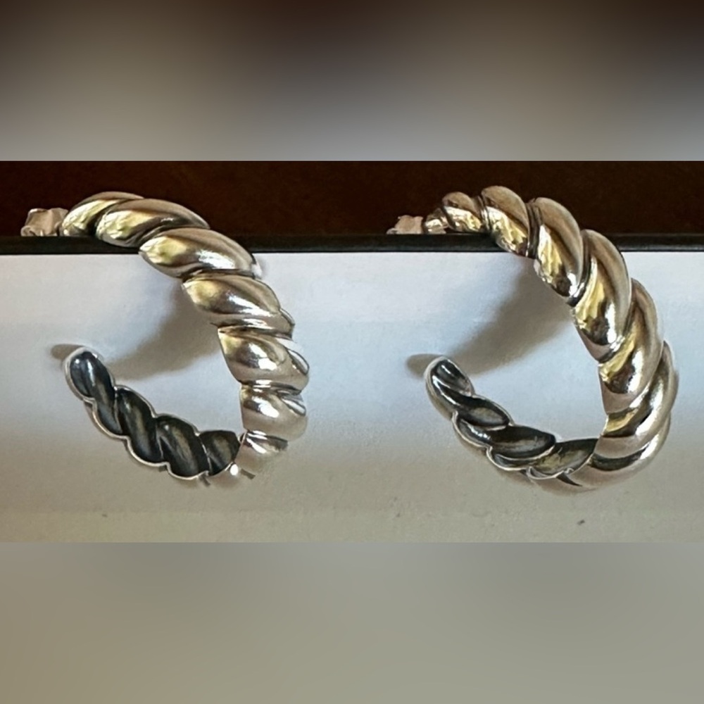 James Avery Sterling silver Half twist hoop Earrings, size large.